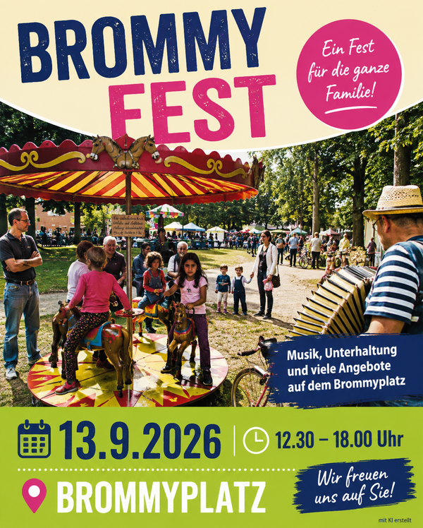 eine Grafik zur Ankündigung des Brommyfestes 2026